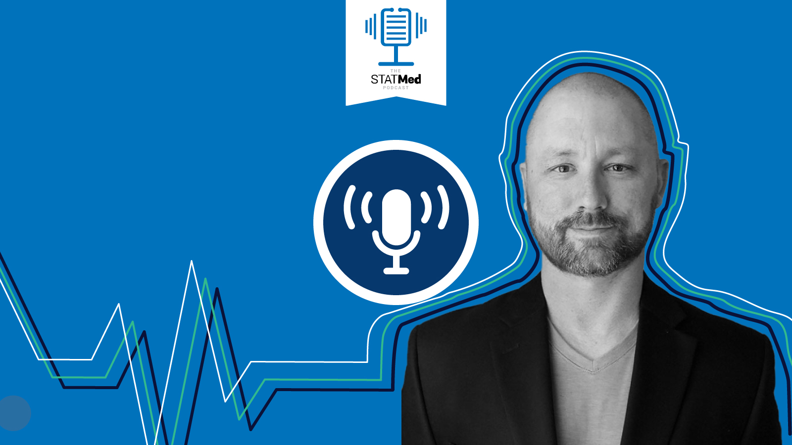 Podcast host Ryan Orwig against a blue background