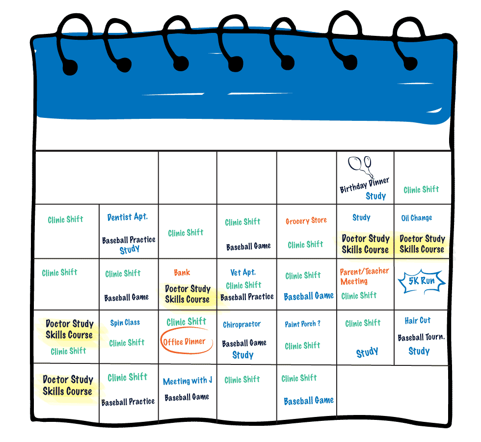 Calendar filled with tasks