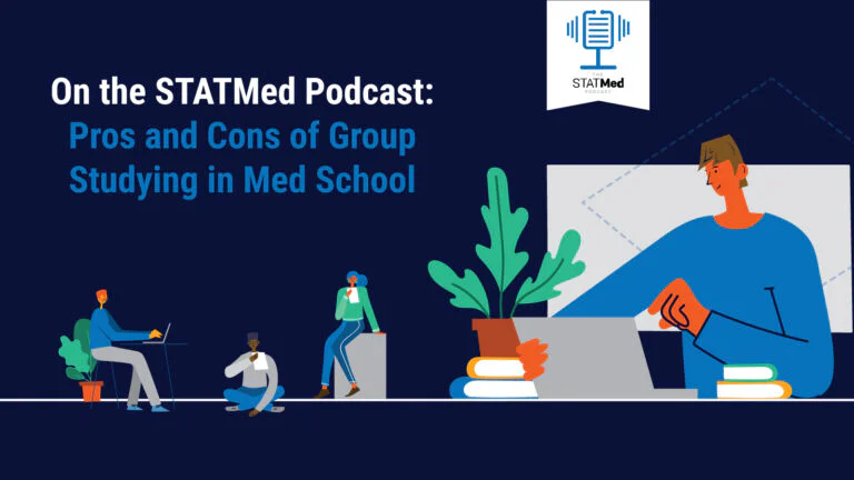 Four students studying in med school